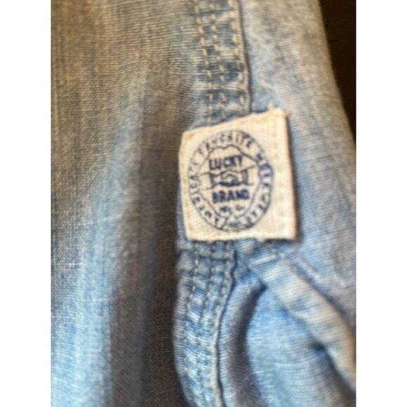 Lucky Brand Blue Chambray Denim Long Sleeve Button Up Shirt Size Medium - Picture 4 of 7